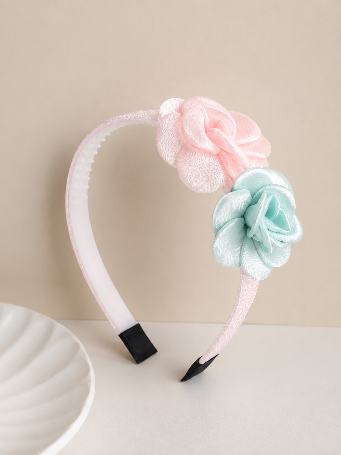 Pink & Mint Rose Floral Headband
