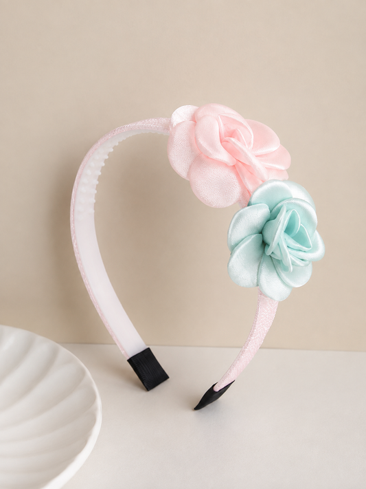 Pink & Mint Rose Floral Headband