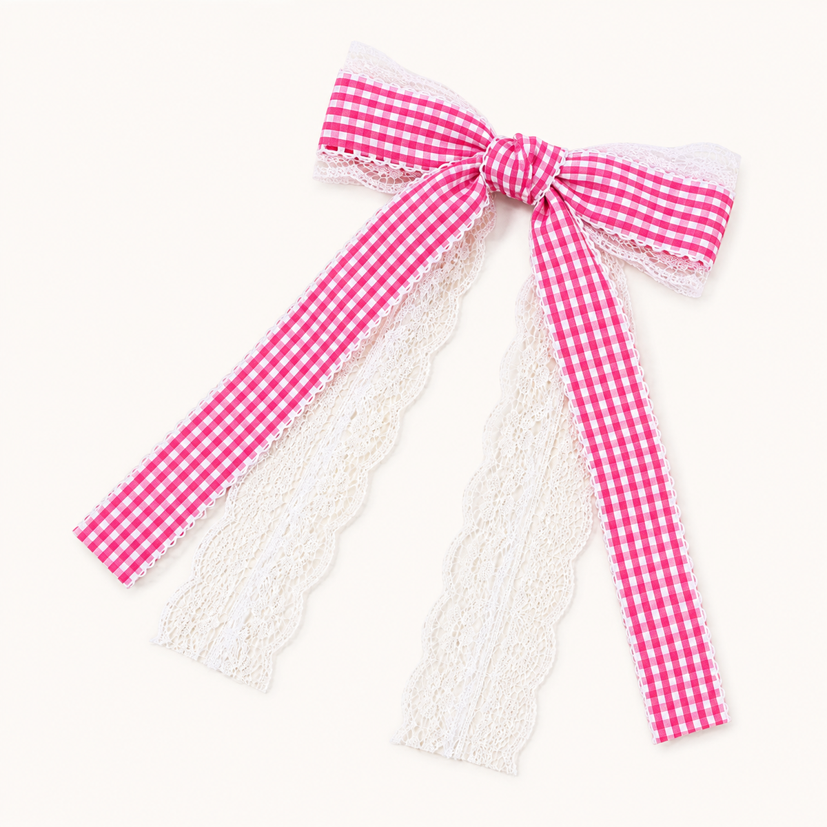 Oversized Gingham Lace Bow