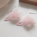Fluffy Faux Fur Pom Pom Clips in Blush Pink