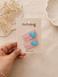 Gingham Heart Tic Tac Clips in Pink & Blue