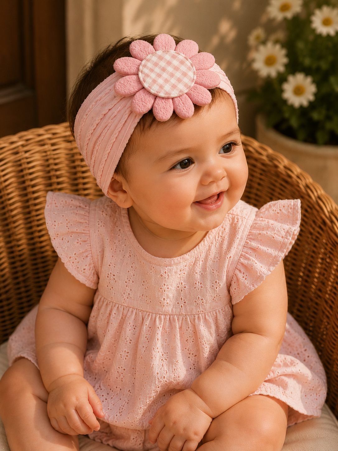 Daisy Bloom Baby Headband in Pink
