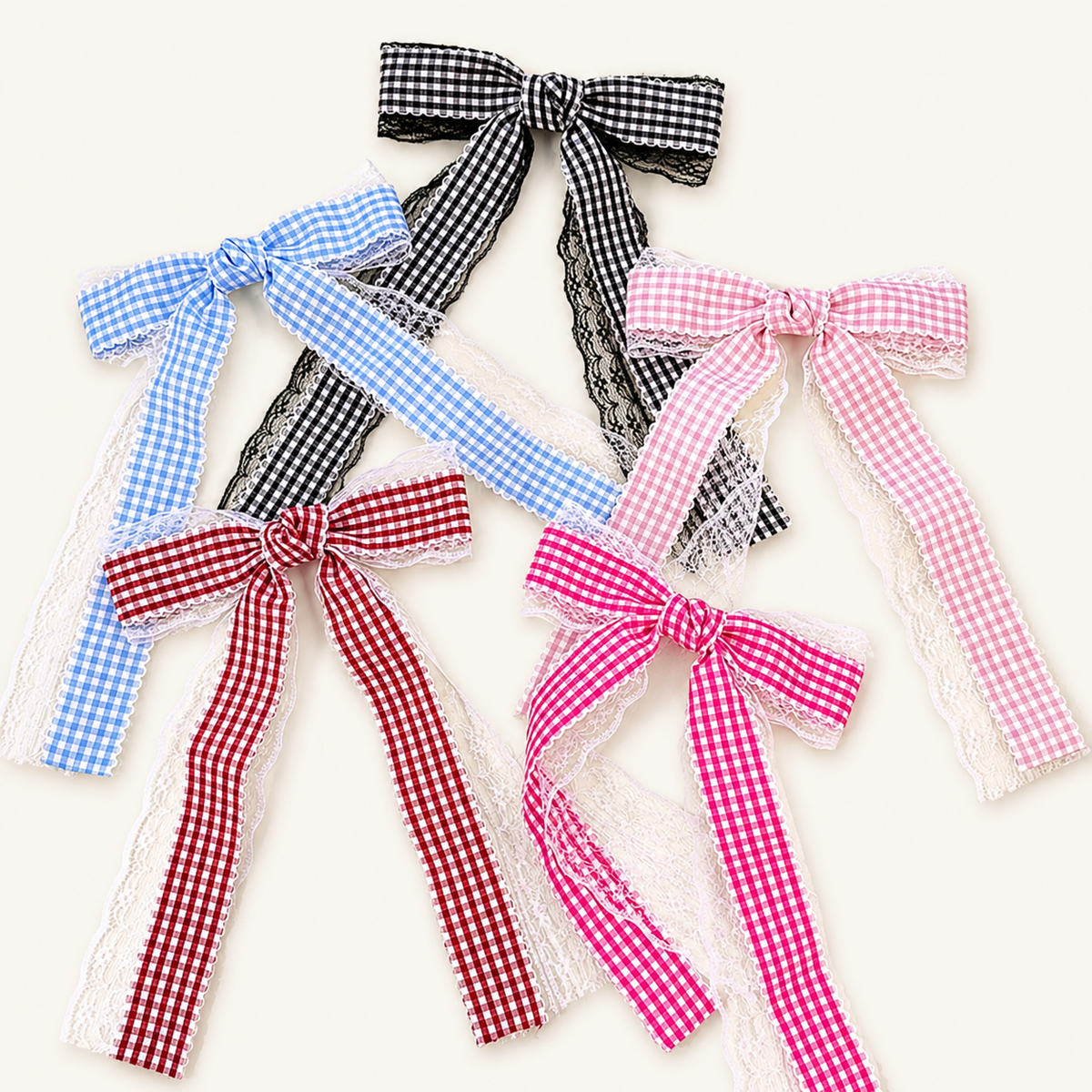 Oversized Gingham Lace Bow