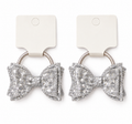Glitter Bow Hair Ties - One Pair in Silver