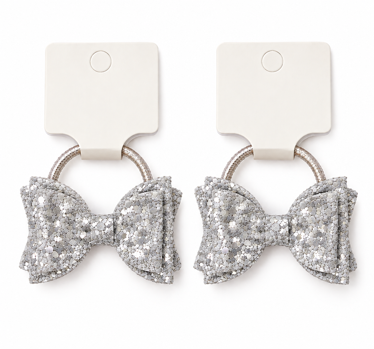 Glitter Bow Hair Ties - One Pair