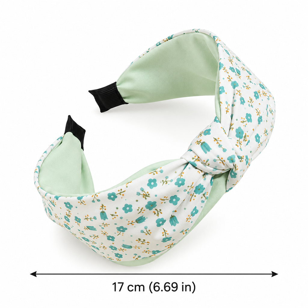 Pastel Floral Knotted Headband in Green