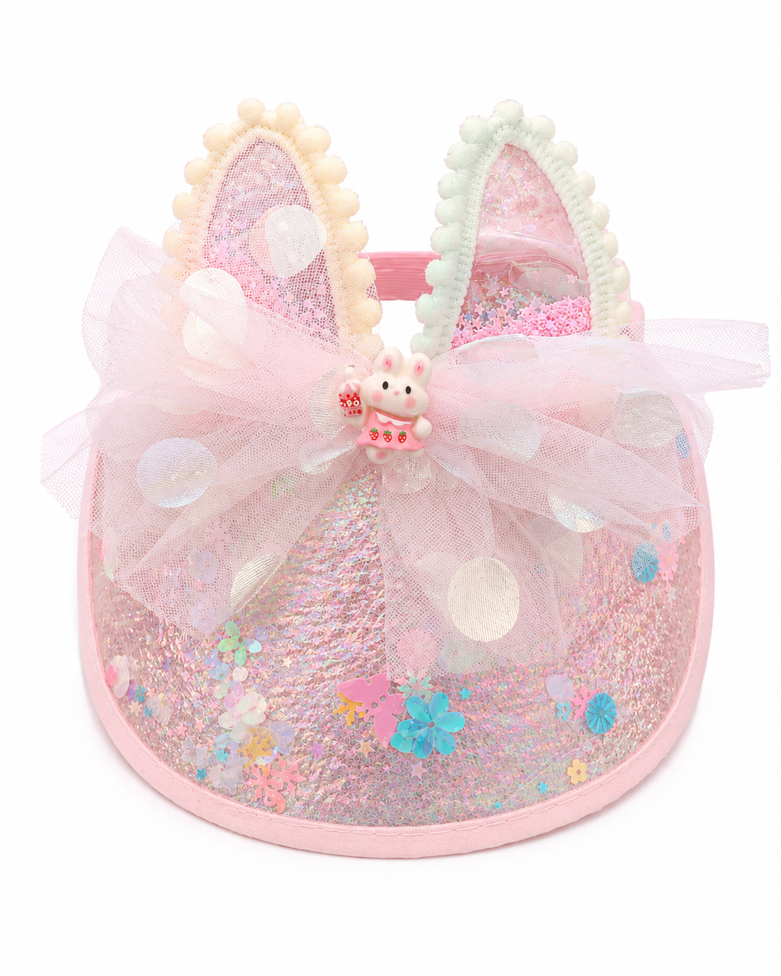Cute Bunny Ears Glitter Sun Visor