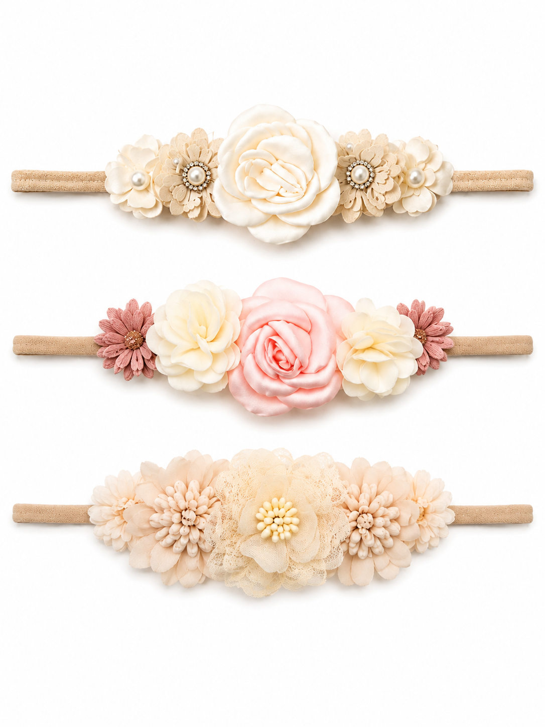 Floral Baby Headbands - Set of 3