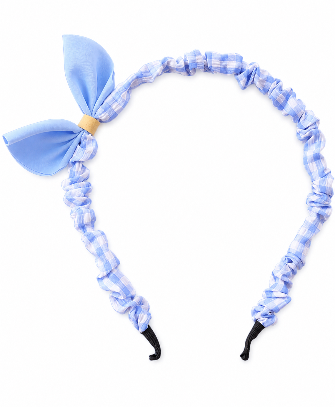 Blue Gingham Bow Headband