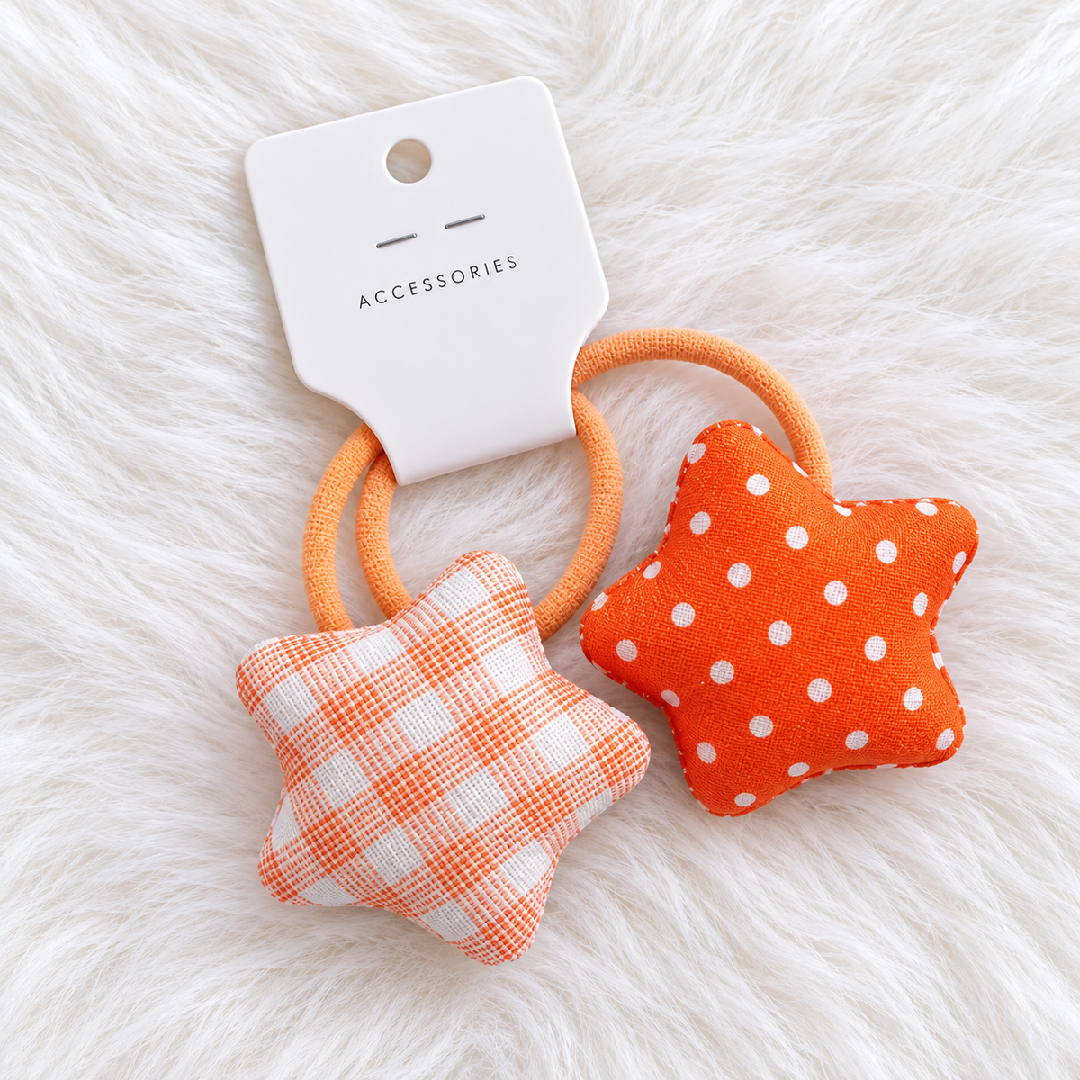 Gingham & Polka Star Hair Ties - Single Pair