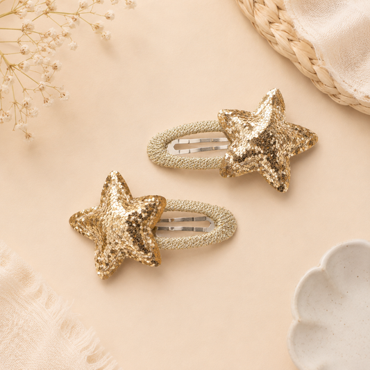 Golden Star Glitter Tic Tac Hair Clips