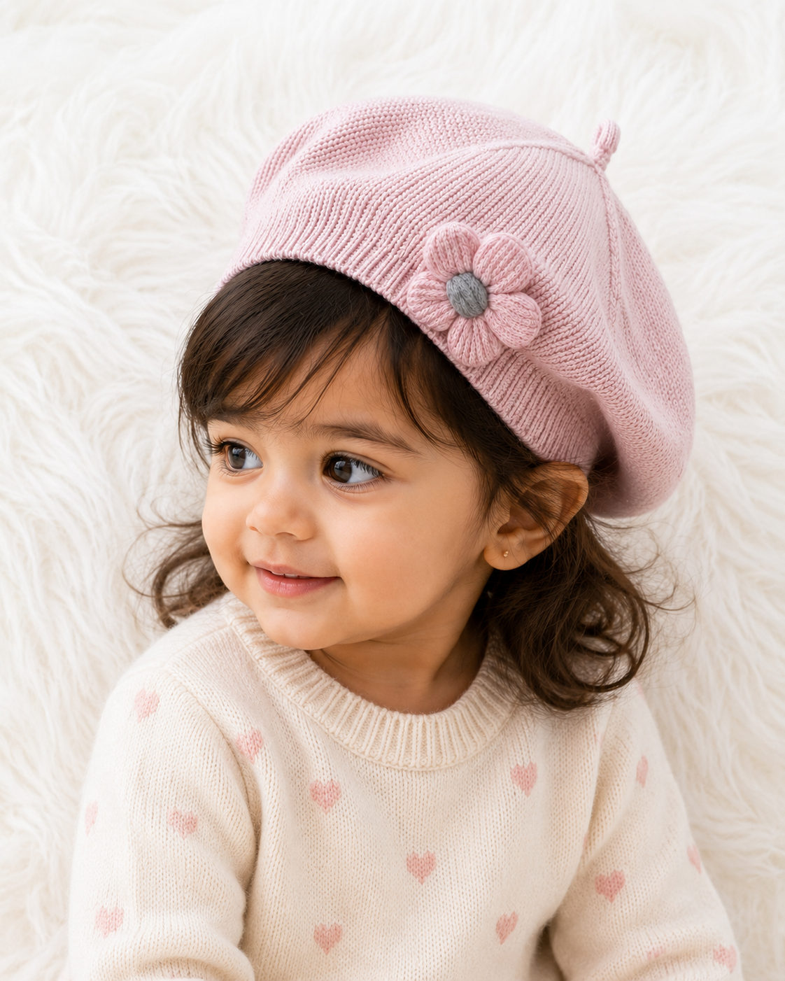 Girls Pink Knit Beret