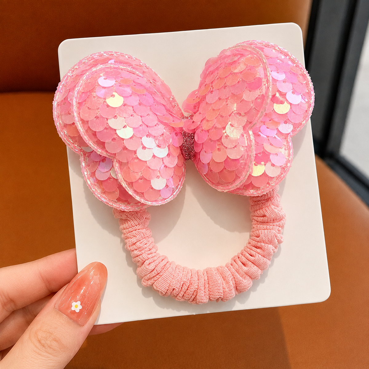 Sequin Butterfly Bow Hair Tie - Single Piece