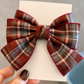 Large Plaid Statement Bow Clip