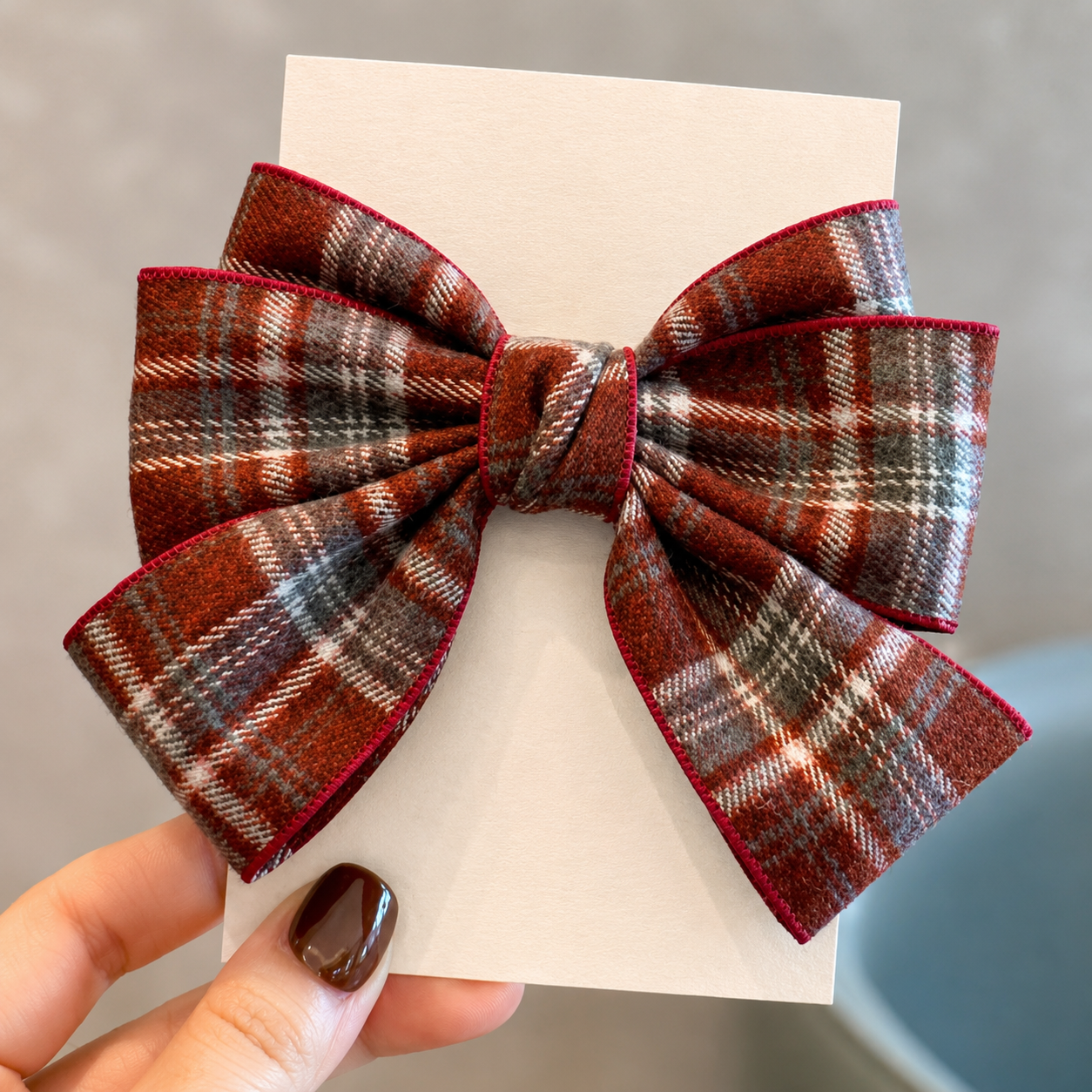 Large Plaid Statement Bow Clip