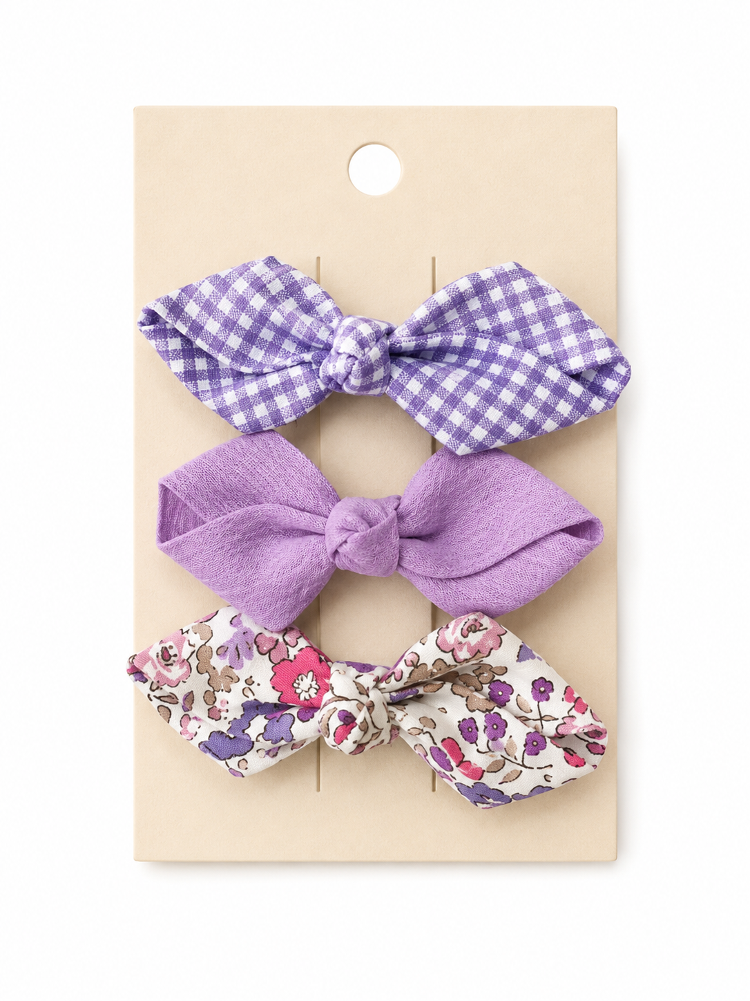 Gingham & Floral Bow Clip Set