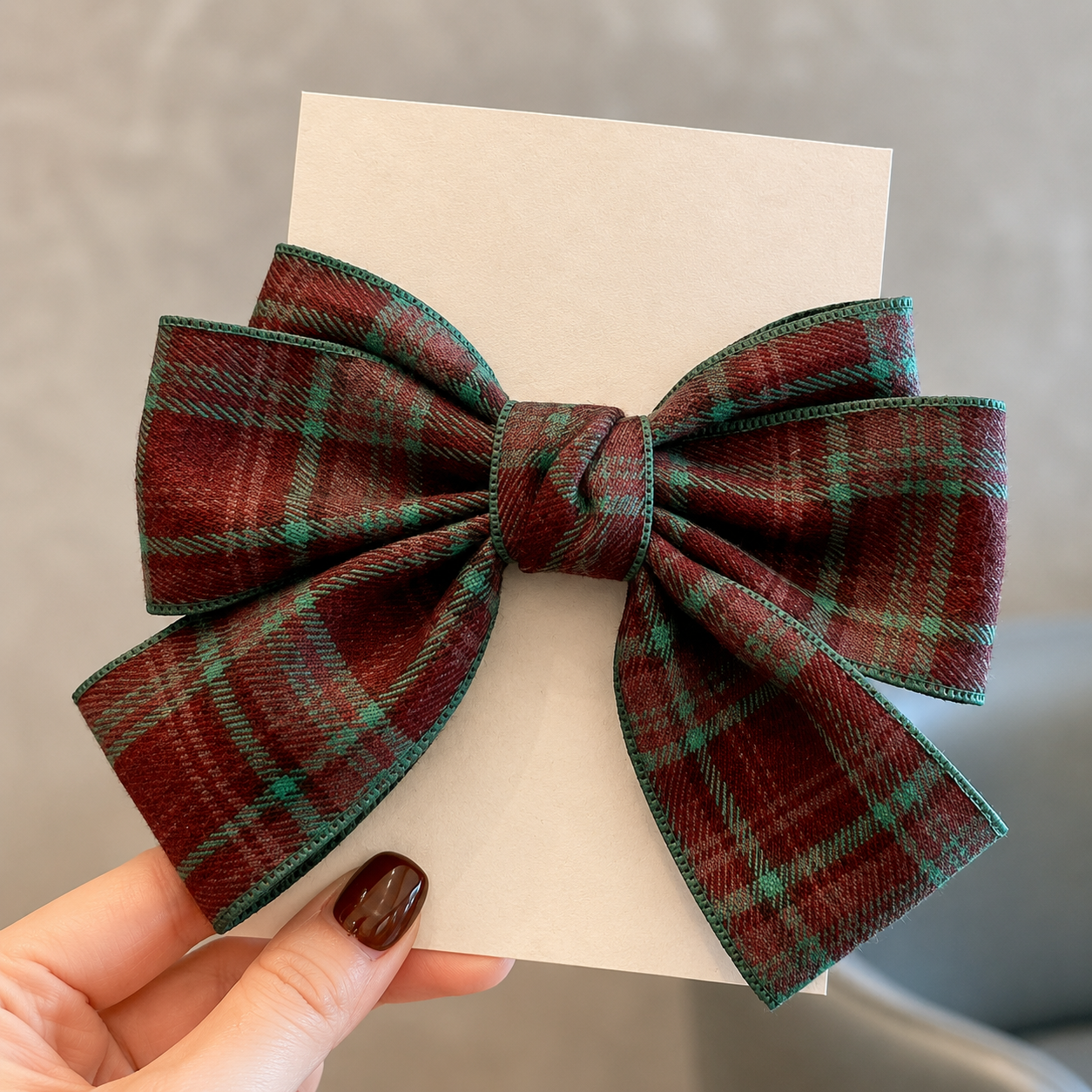Large Plaid Statement Bow Clip