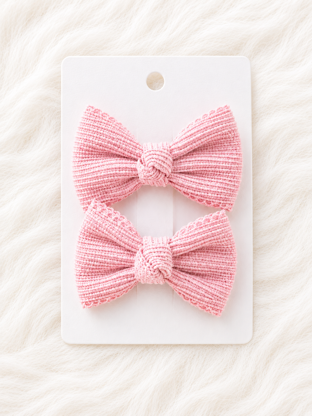 Textured Pink Bows - Set of 4 Clips