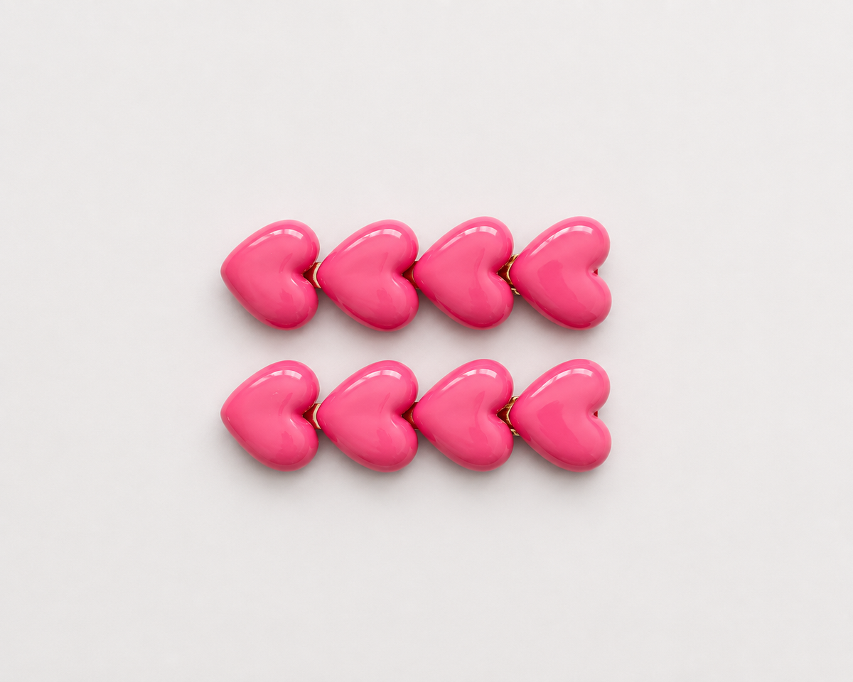 Pastel Heart Hair Clips in Dark pink
