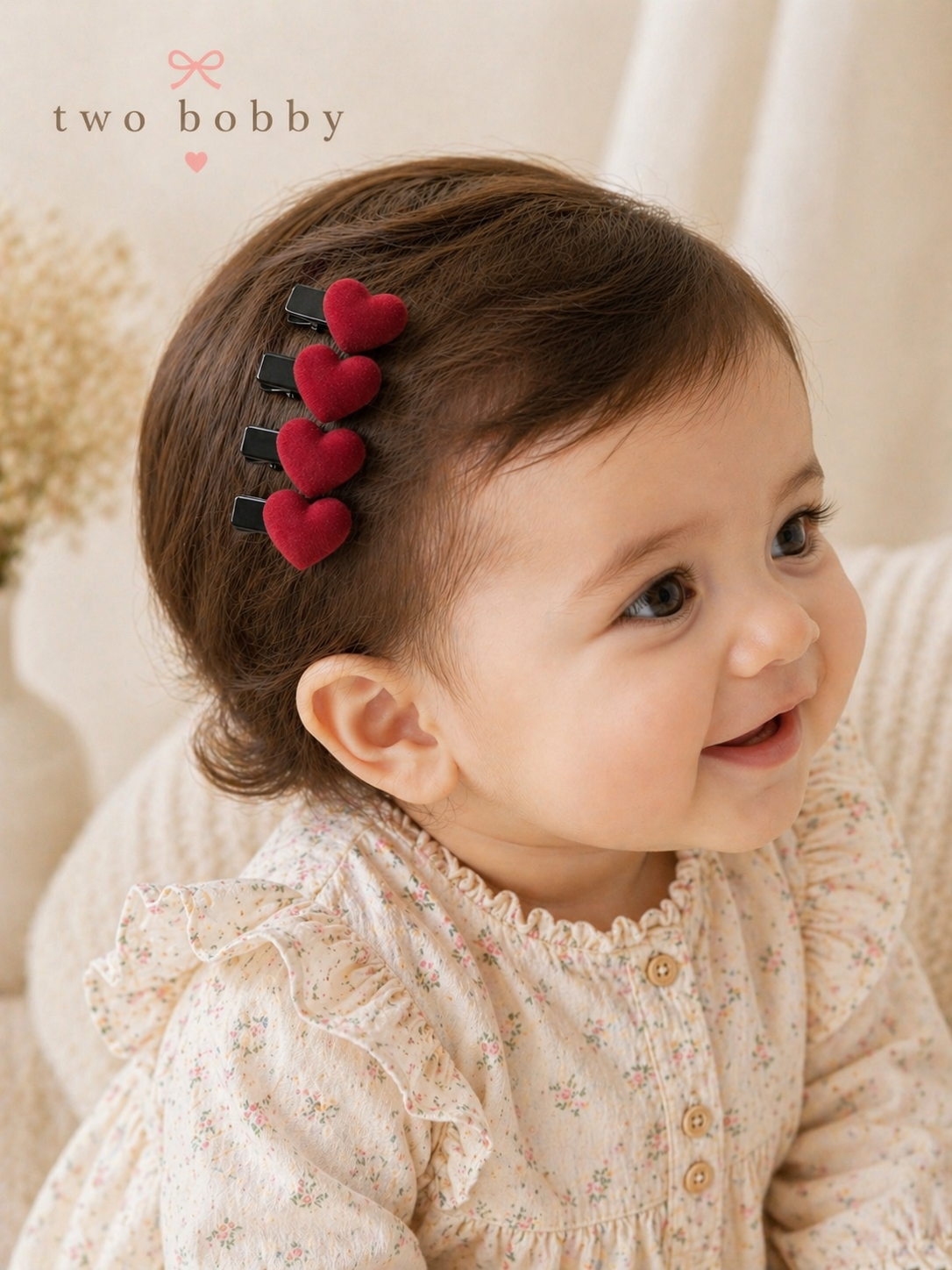 Ruby Heart Velvet Clips, view 2