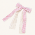 Oversized Gingham Lace Bow in Blush Pink