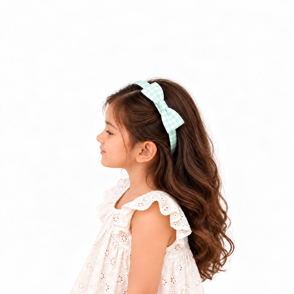 Gingham Daisy Bow Headband