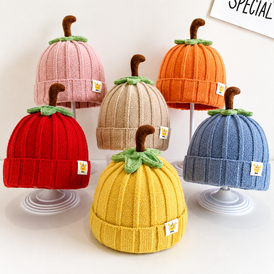 Baby Pumpkin Knit Beanie Hat - Single Piece