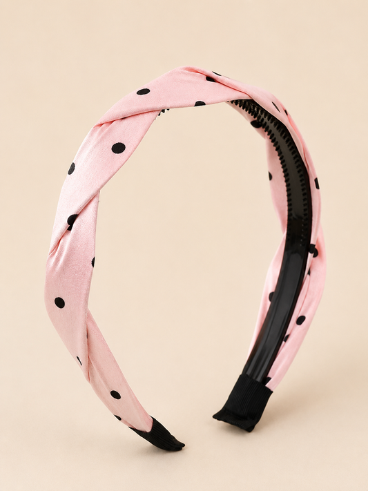 Blush Polka Dot Knotted Headband