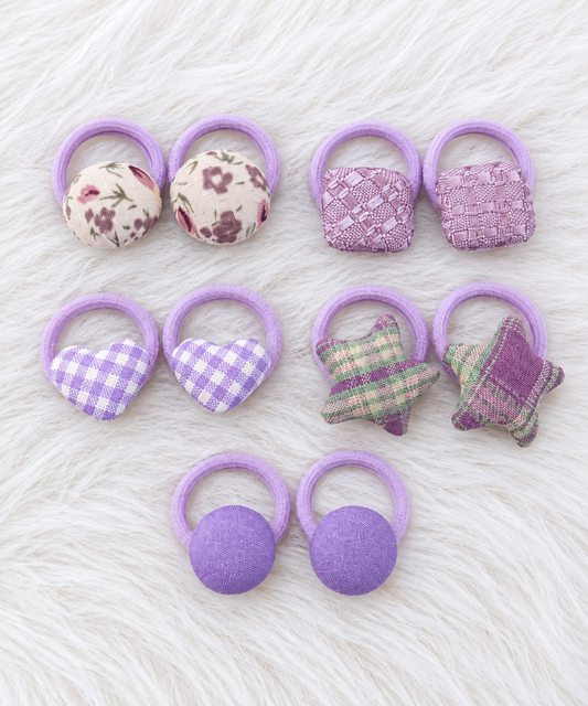 Lavender Fabric Charm Hair Ties