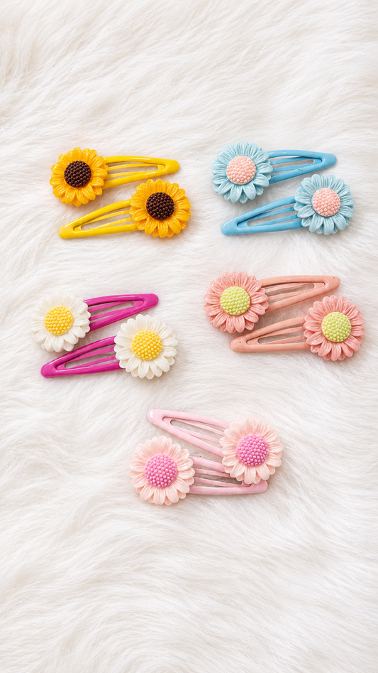 Pastel Daisy Flower Clips - Set of 5 pairs