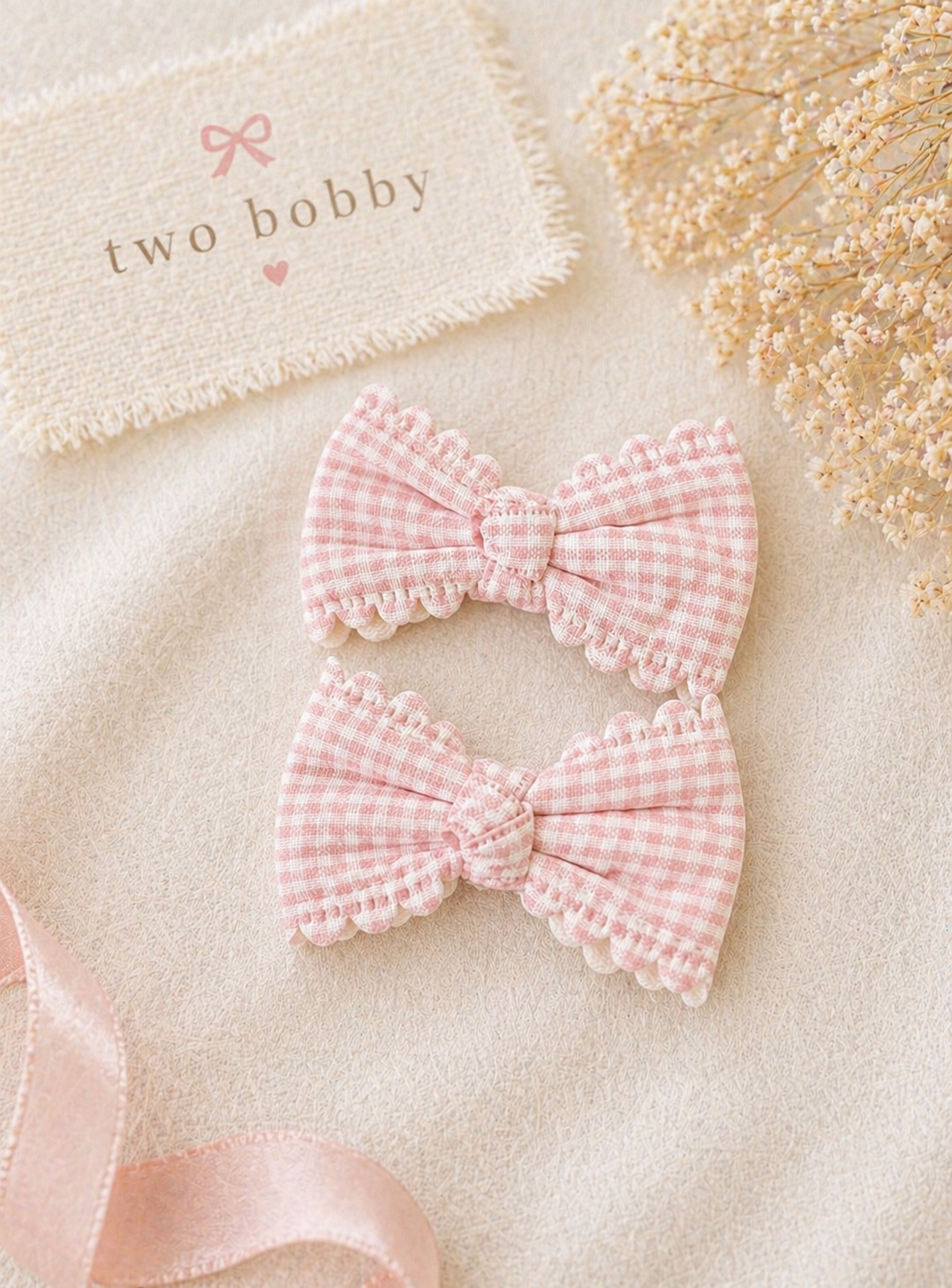 Blush Pink Gingham Bows