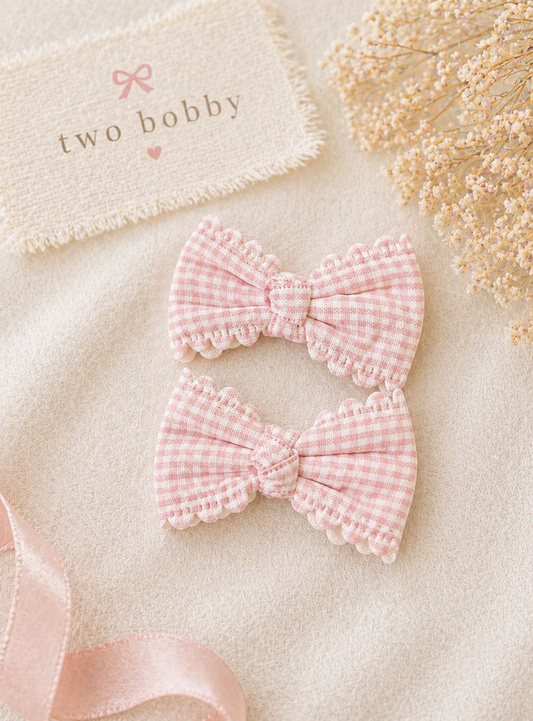 Blush Pink Gingham Bows