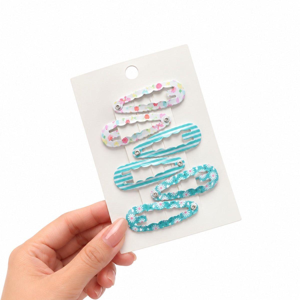 Pastel Scalloped Hair Clips - Set of 6