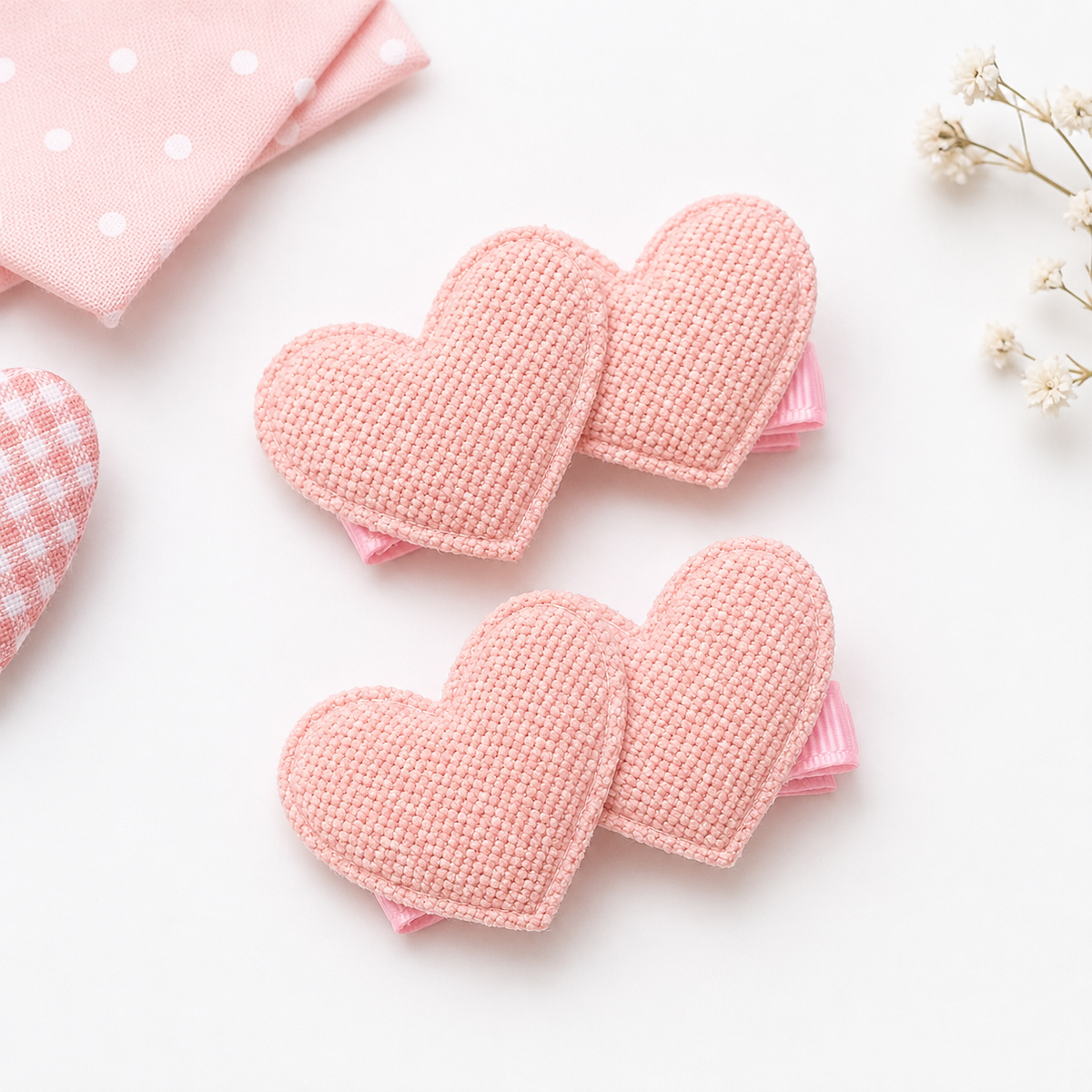 Pink Heart Hair Clips, view 3