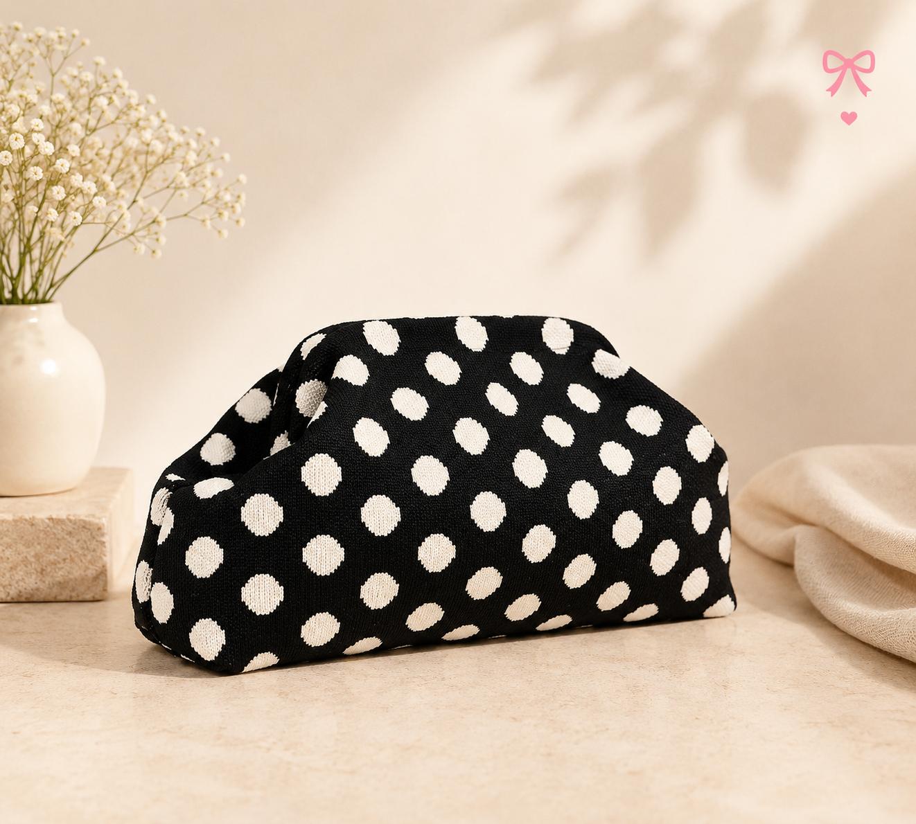 Midnight Polka Clutch