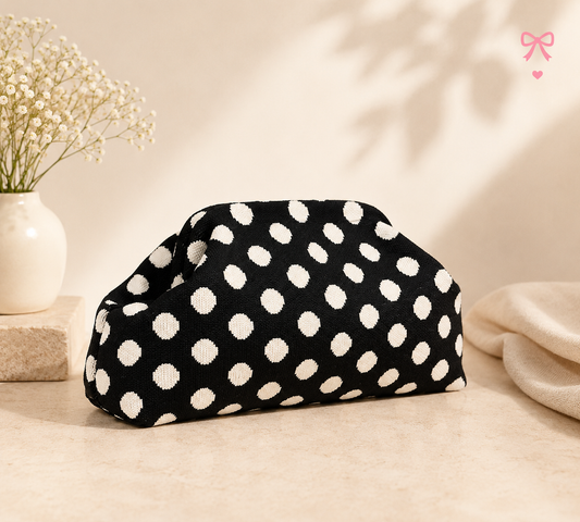 Midnight Polka Clutch
