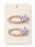 Linen Polka Star Clips in Purple
