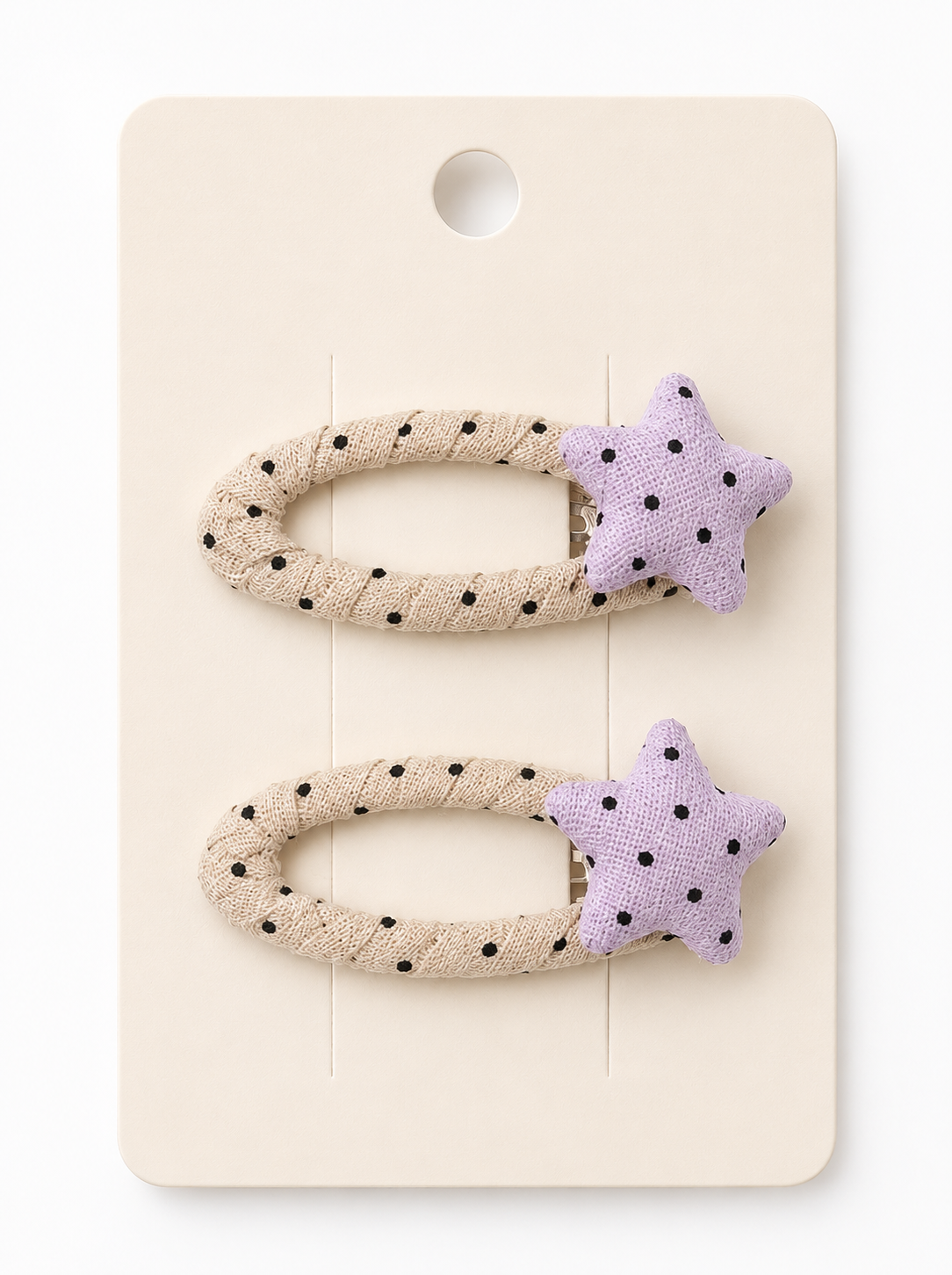 Linen Polka Star Clips